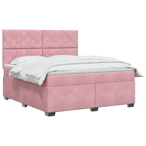 Boxspring krevet s madracem Ružičasta 140 x 200 cm Baršun - Ružičasta 140 x 200 cm Dizajn s rombovima Cijena