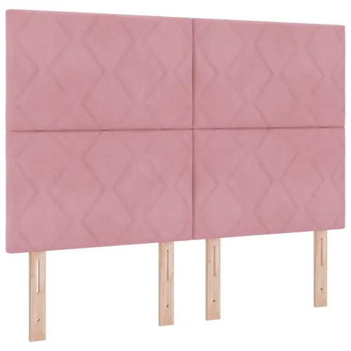 Boxspring krevet s madracem Ružičasta 140 x 200 cm Baršun - Ružičasta 140 x 200 cm Dizajn s rombovima Cijena