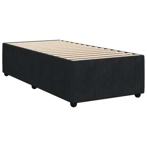 LED okvir za krevet s madracem Crna 90 x 200 cm Baršun - Crna 90 x 200 cm Dizajn s rombovima Cijena