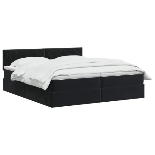 Krevet s od storage s uzglavljem 2 kom. Crna - Crna 180 x 200 cm Dizajn s rombovima Cijena
