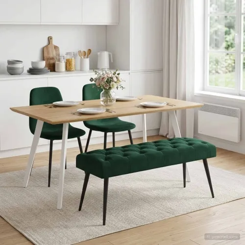 Klupa s gumbastim tkanjem Tamnozelena 110 x 40 x 46 cm Baršun - Tamnozelena 110 x 40 x 46 cm Cijena