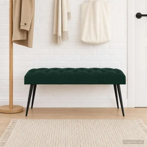 Klupa s gumbastim tkanjem Tamnozelena 110 x 40 x 46 cm Baršun - Tamnozelena 110 x 40 x 46 cm Cijena