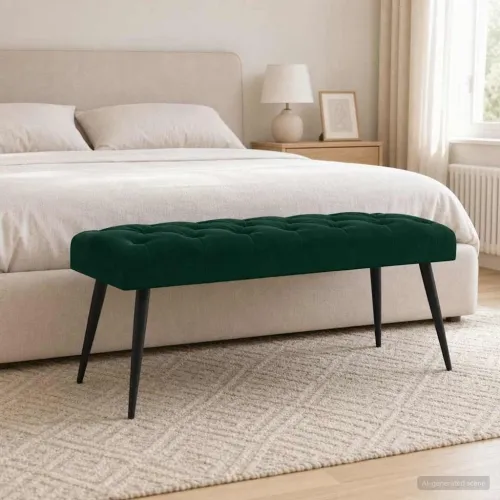 Klupa s gumbastim tkanjem Tamnozelena 110 x 40 x 46 cm Baršun - Tamnozelena 110 x 40 x 46 cm Cijena