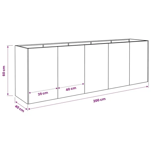 Vrtna saksija Srebrna 200 x 40 x 60 cm Pocinčani čelik - Pocinčani čelik 200 x 40 x 60 cm Cijena