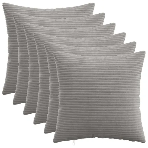 Presvlaka za jastuk 6 pcs HEERLEN Svjetlosiva 30 x 30 cm Kord - Svjetlosiva 30 x 30 cm 6 Cijena