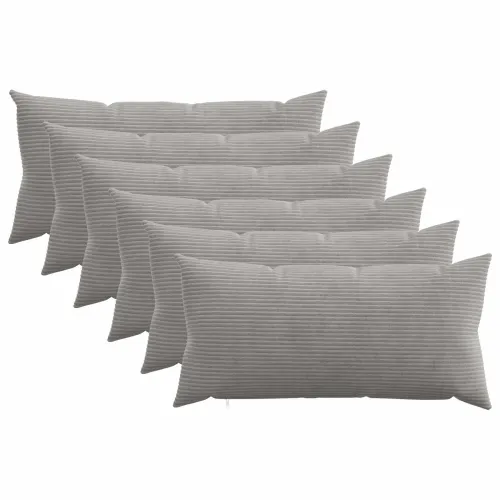 Presvlaka za jastuk 6 pcs HEERLEN Svjetlosiva 40 x 70 cm Kord - Svjetlosiva 40 x 70 cm 6 Cijena