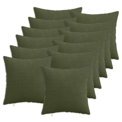 Presvlaka za jastuk 12 pcs HEERLEN Zelena 50 x 50 cm Kord - Zelena 50 x 50 cm 12 Cijena