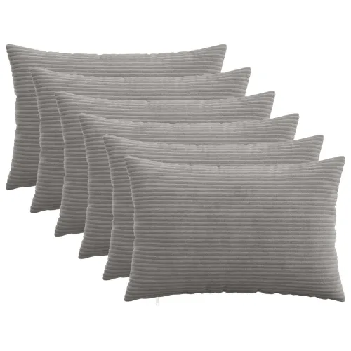 Presvlaka za jastuk 6 pcs HEERLEN Svjetlosiva 50 x 70 cm Kord - Svjetlosiva 50 x 70 cm 6 Cijena