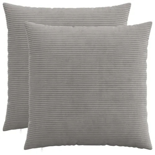Presvlaka za jastuk 2 pcs HEERLEN Svjetlosiva 55 x 55 cm Kord - Svjetlosiva 55 x 55 cm 2 Cijena