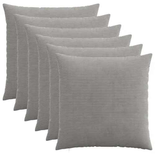 Presvlaka za jastuk 6 pcs HEERLEN Svjetlosiva 70 x 70 cm Kord - Svjetlosiva 70 x 70 cm 6 Cijena