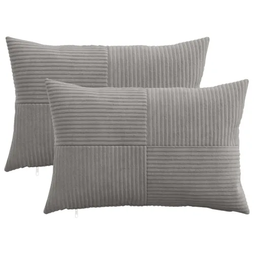 Presvlaka za jastuk 2 pcs ALMELO Svjetlosiva 40 x 60 cm Kord - Svjetlosiva 40 x 60 cm 2 Cijena
