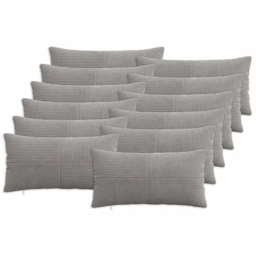 Presvlaka za jastuk 12 pcs ALMELO Svjetlosiva 40 x 80 cm Kord - Svjetlosiva 40 x 80 cm 12 Cijena