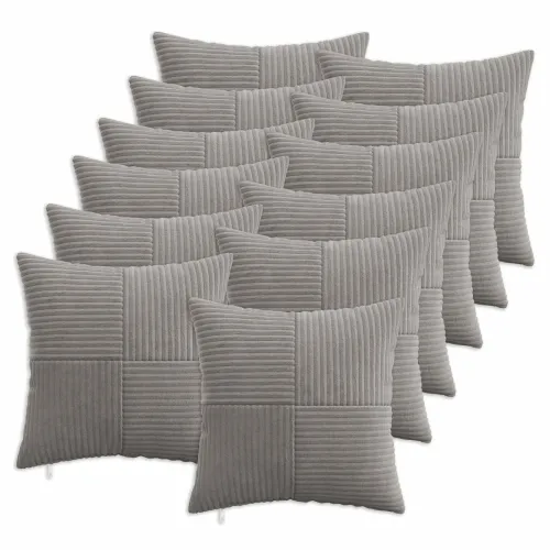 Presvlaka za jastuk 12 pcs ALMELO Svjetlosiva 50 x 50 cm Kord - Svjetlosiva 50 x 50 cm 12 Cijena
