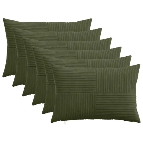 Presvlaka za jastuk 6 pcs ALMELO Zelena 50 x 80 cm Kord - Zelena 50 x 80 cm 6 Cijena