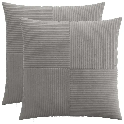 Presvlaka za jastuk 2 pcs ALMELO Svjetlosiva 80 x 80 cm Kord - Svjetlosiva 80 x 80 cm 2 Cijena