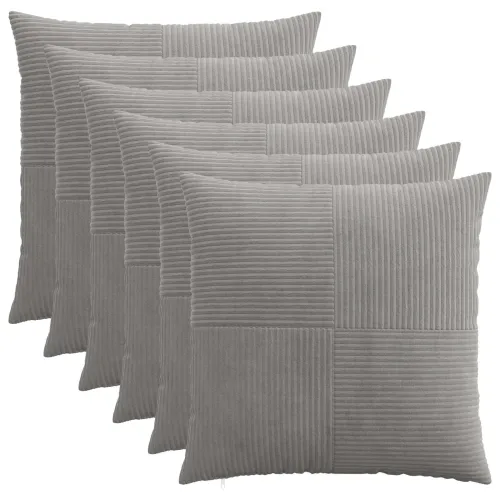 Presvlaka za jastuk 6 pcs ALMELO Svjetlosiva 80 x 80 cm Kord - Svjetlosiva 80 x 80 cm 6 Cijena