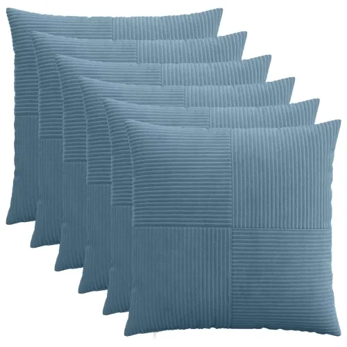 Presvlaka za jastuk 6 pcs ALMELO Plava 80 x 80 cm Kord - Plava 80 x 80 cm 6 Cijena
