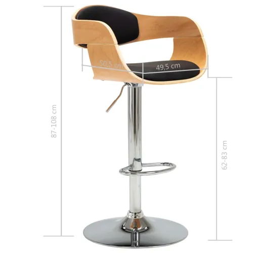 Barski stolci od savijenog drva i umjetne kože 2 kom crni - Black and light brown 2 Cijena