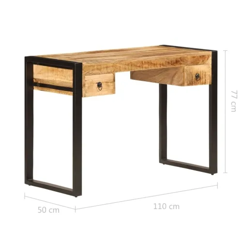 Radni stol s 2 ladice od masivnog drva manga 110 x 50 x 77 cm - 110 x 50 x 77 cm masivno drvo manga Cijena