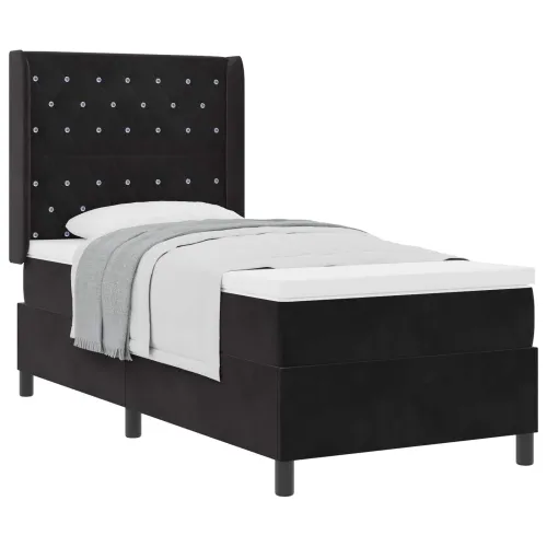 Box spring krevet s madracem Crna 90 x 200 cm Baršun - Crna 90 x 200 cm Kristal s dugmadima Cijena