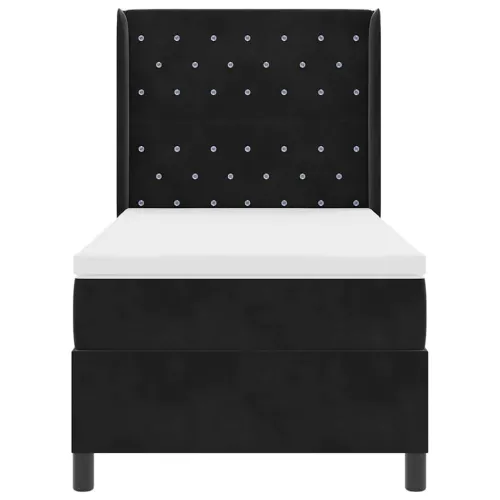 Box spring krevet s madracem Crna 90 x 200 cm Baršun - Crna 90 x 200 cm Kristal s dugmadima Cijena
