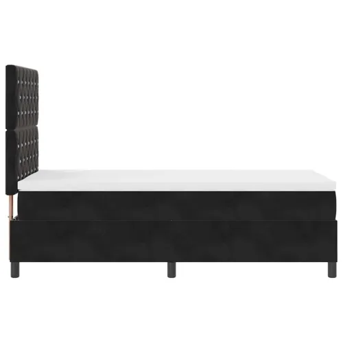 LED Box Spring Krevet s madracem Crna 90 x 200 cm Baršun - Crna 90 x 200 cm Kristal s dugmadima Cijena