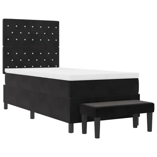 Box spring krevet s uzglavljem Crna 200 x 90 cm Baršun - Crna 90 x 200 cm Kristal s dugmadima Cijena