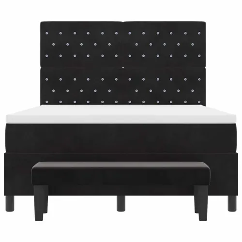 Box spring krevet s uzglavljem Crna 190 x 140 cm Baršun - Crna 140 x 190 cm Kristal s dugmadima Cijena