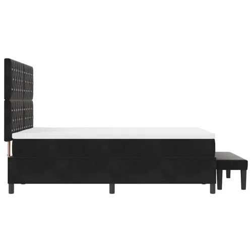 Box spring krevet s uzglavljem Crna 190 x 140 cm Baršun - Crna 140 x 190 cm Kristal s dugmadima Cijena
