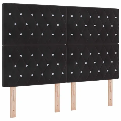 Box spring krevet s uzglavljem Crna 190 x 140 cm Baršun - Crna 140 x 190 cm Kristal s dugmadima Cijena