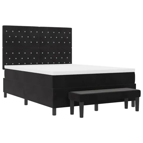 Box spring krevet s uzglavljem Crna 200 x 140 cm Baršun - Crna 140 x 200 cm Kristal s dugmadima Cijena