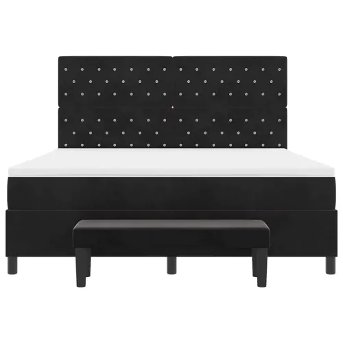 Box spring krevet s uzglavljem Crna 200 x 180 cm Baršun - Crna 180 x 200 cm Kristal s dugmadima Cijena