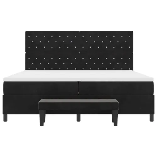 Box spring krevet s madracem Crna 200 x 200 cm Baršun - Crna 200 x 200 cm Kristal s dugmadima Cijena
