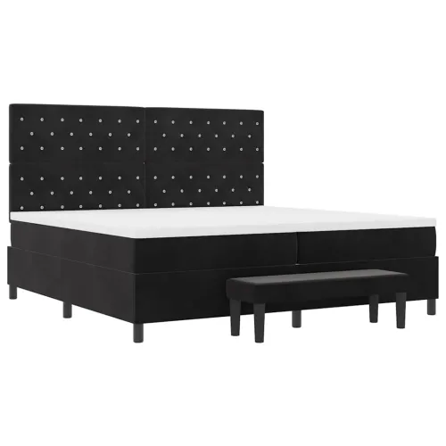 Box spring krevet s madracem Crna 200 x 200 cm Baršun - Crna 200 x 200 cm Kristal s dugmadima Cijena