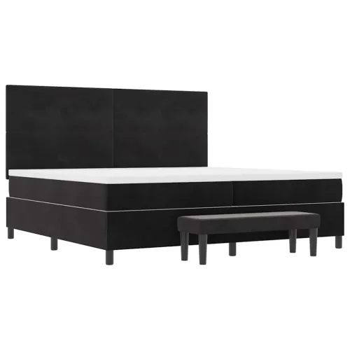 Box spring krevet s uzglavljem Crna 200 x 200 cm Baršun - Crna 200 x 200 cm Prošiveno gumbima Cijena