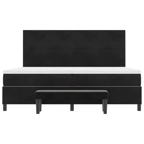 Box spring krevet s uzglavljem Crna 200 x 200 cm Baršun - Crna 200 x 200 cm Prošiveno gumbima Cijena