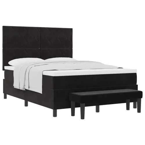 Box spring krevet s uzglavljem Crna 200 x 160 cm Baršun - Crna 160 x 200 cm Dizajn s rombovima Cijena