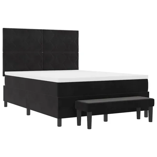 Box spring krevet s uzglavljem Crna 200 x 160 cm Baršun - Crna 160 x 200 cm Dizajn s rombovima Cijena