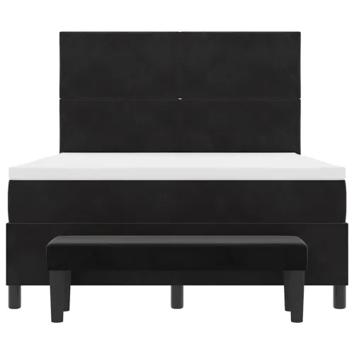 Box spring krevet s uzglavljem Crna 200 x 160 cm Baršun - Crna 160 x 200 cm Dizajn s rombovima Cijena