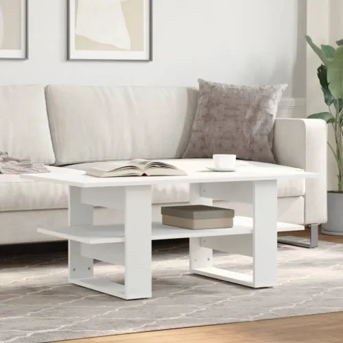 Stolić za kavu bijeli 102 x 55 x 42 cm od konstruiranog drva - OUTLET - NEPREUZETO Cijena