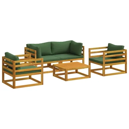 Modularni set za vrt s 5 komada Prirodna Čvrsto drvo akacije - Zelena 2x kutna + 2x fotelja + stol Cijena