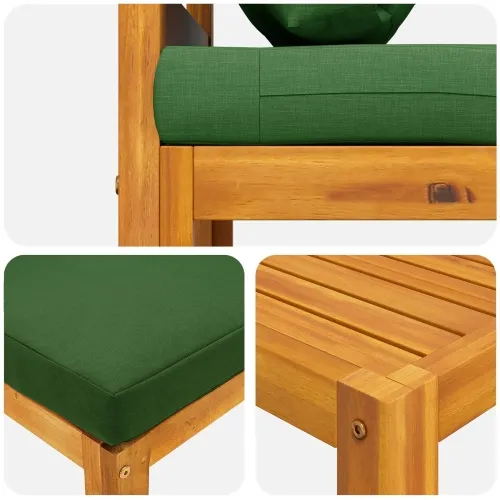 Set sofe 4 kom. Prirodna Čvrsto drvo akacije - Zelena 2x srednja + tabure + stol Cijena