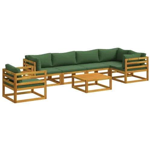 Set sofe 7 kom. Prirodna Čvrsto drvo akacije - Zelena 3x kutna + 2x srednja + fotelja + stol Cijena