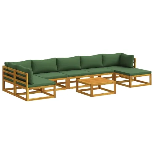 Set sofe 8 kom. Prirodna Čvrsto drvo akacije - Zelena 2x kutna + 4x srednja + tabure + stol Cijena