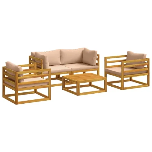 Modularni set za vrt s 5 komada Prirodna Čvrsto drvo akacije - Bež 2x kutna + 2x fotelja + stol Cijena