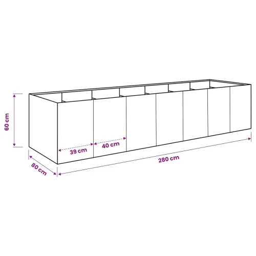 Vrtna saksija Srebrna 280 x 80 x 60 cm Nehrđajući čelik - Nehrđajući čelik 280 x 80 x 60 cm Cijena