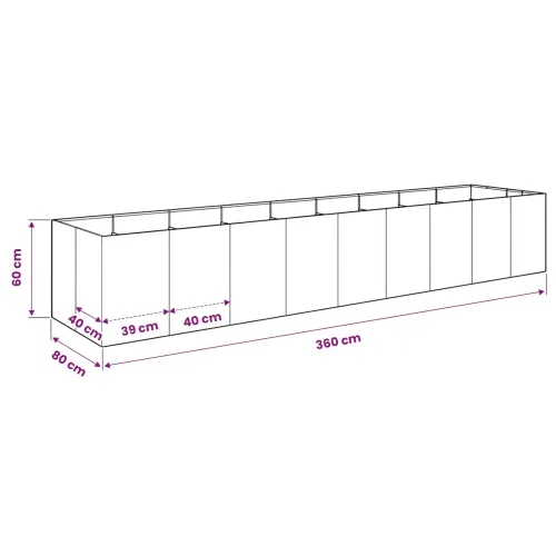 Vrtna saksija Srebrna 360 x 80 x 60 cm Pocinčani čelik - Pocinčani čelik 360 x 80 x 60 cm Cijena