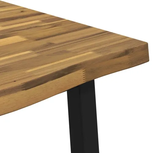 Stol za blagovanje s prirodnim rubom 160 x 70 x 75 cm Bijela - Bijela i crna 160 x 70 x 75 cm Živi rub Cijena