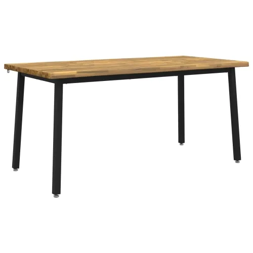 Stol za blagovanje s prirodnim rubom 160 x 70 x 75 cm Bijela - Bijela i crna 160 x 70 x 75 cm Živi rub Cijena