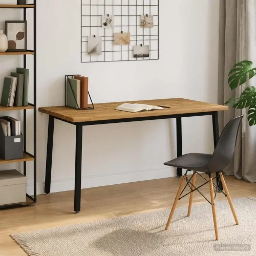 Stol za blagovanje s prirodnim rubom 160 x 70 x 75 cm Bijela - Bijela i crna 160 x 70 x 75 cm Živi rub Cijena